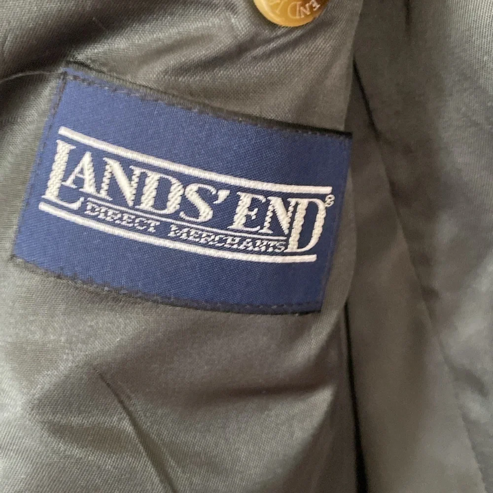 LANDS End 43L Grey Herringbone Wool Sport Jacket
